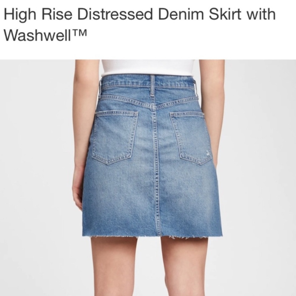 GAP high rise distressed frayed denim mini skirt Sz. 2 - Picture 2 of 2